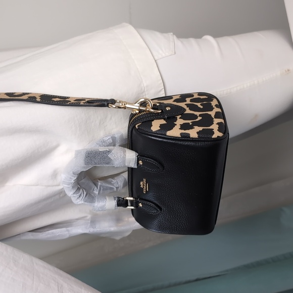 Coach CW332 Mini Rowan Crossbody Bag W/Leopard Print Gold/Leopard Multi-Last one - Picture 4 of 16